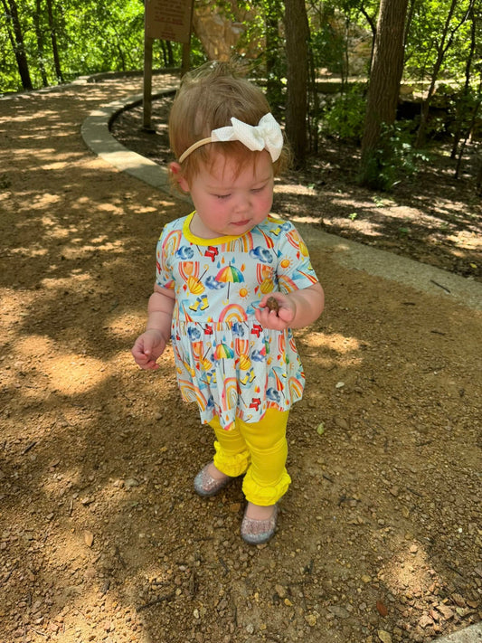 Rainbows and Rain Boots Peplum Set- RTS