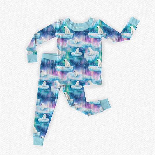Arctic Circle Long Sleeve/Pant w Fold Over Feet Pj Set- Winter Blues Pre-Order