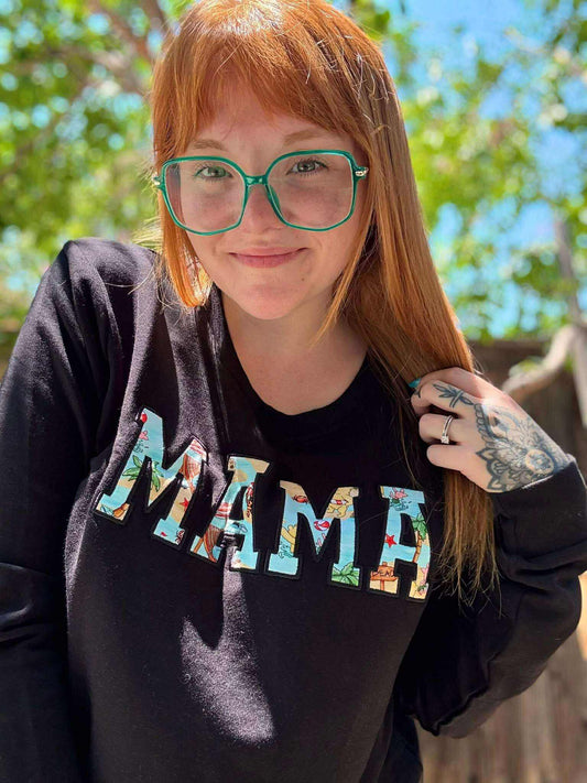 Looking For Sunshine Mama Embroidered Crewneck Sweatshirt