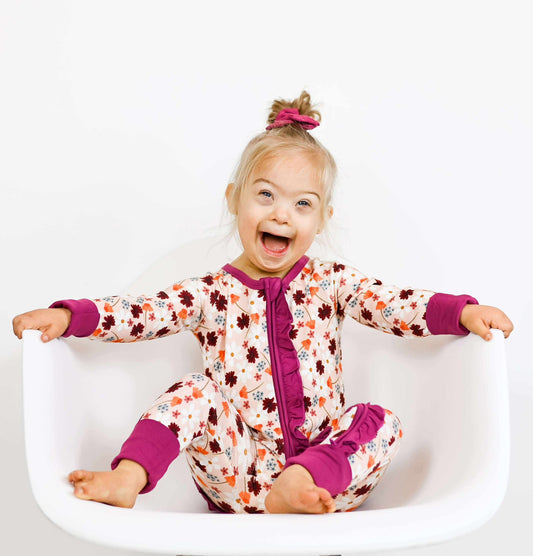 Cozy Posies- Ribbed Ruffle Zippy- Fall RTS