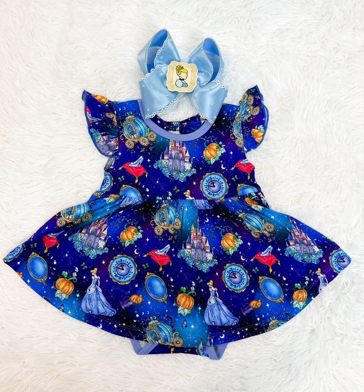 Glass Slipper Bow Back Bodysuit Twirl- Royalty RTS