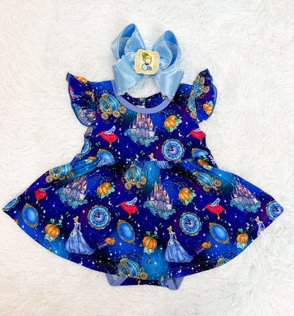 Glass Slipper Bow Back Bodysuit Twirl- Royalty RTS