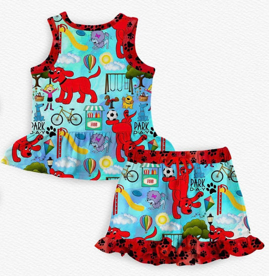 Park Days Ruffle Short Set- LF Dog RTS