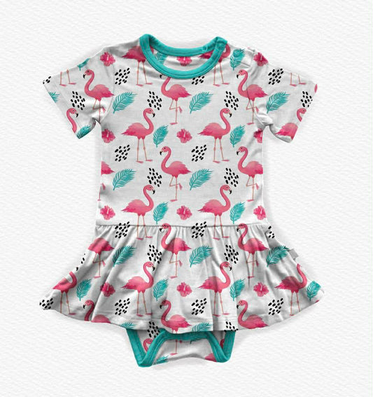 Pink on the Green Bodysuit Twirl Dress- RTS
