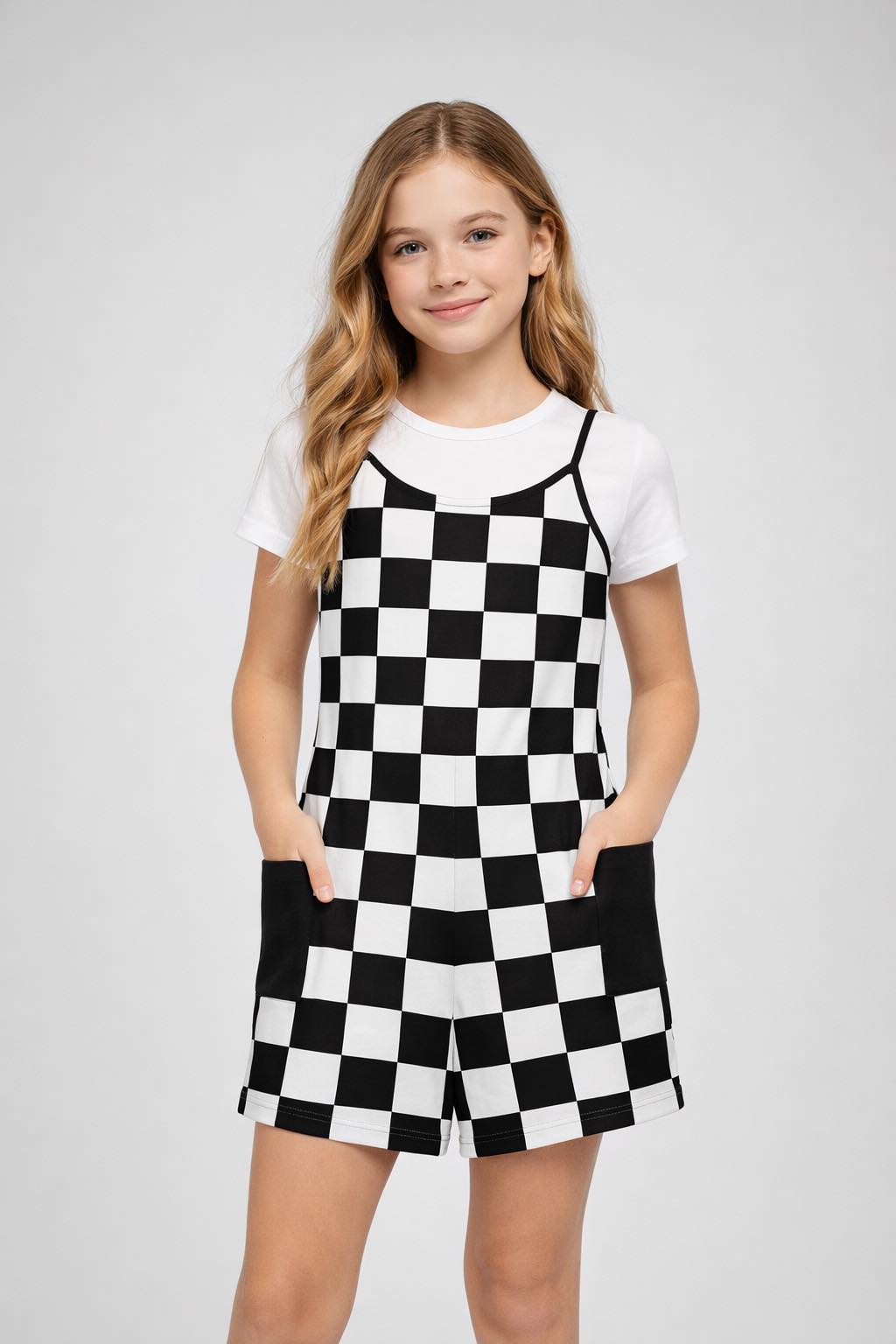 Rebel Grid Girl’s Jumpsuit with Tee- Tiny Rebel RTS