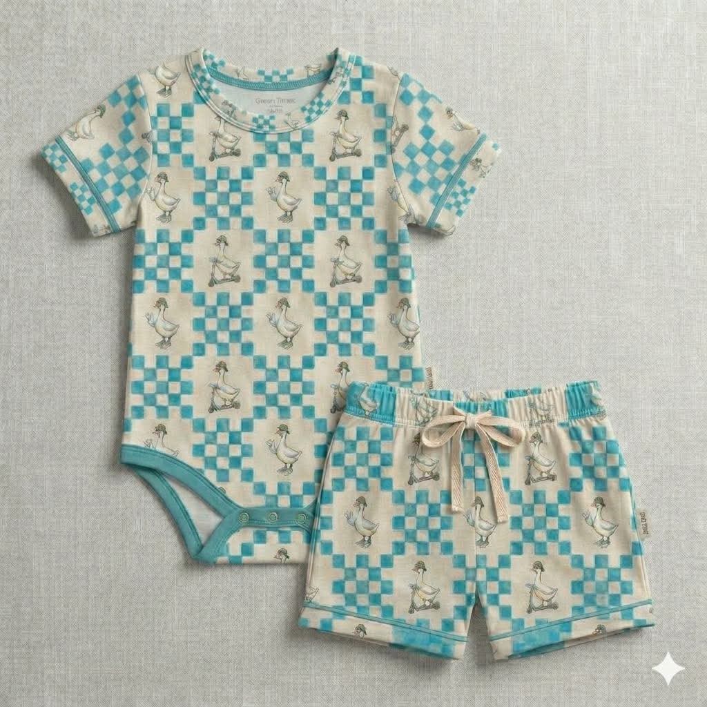 Silly Goose Bodysuit with Short Set- Mama Checks RTS