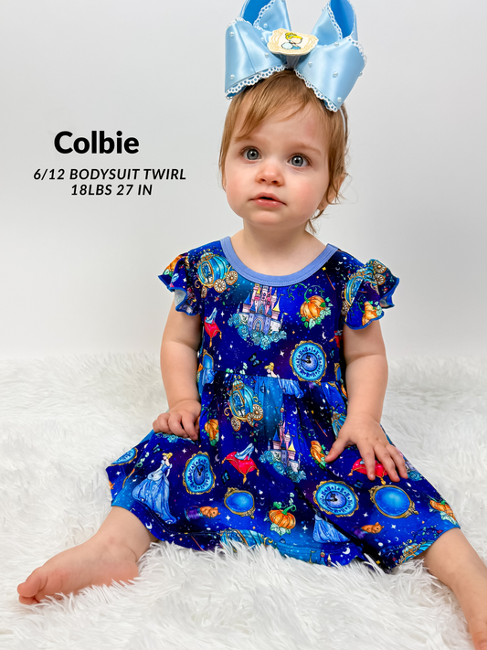 Glass Slipper Bow Back Bodysuit Twirl- Royalty RTS