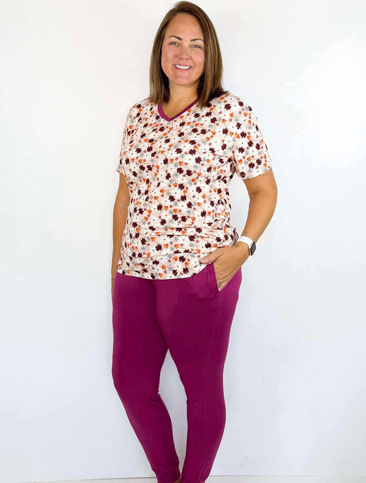 Cozy Posies Ribbed Tee/Jogger Set- Fall RTS