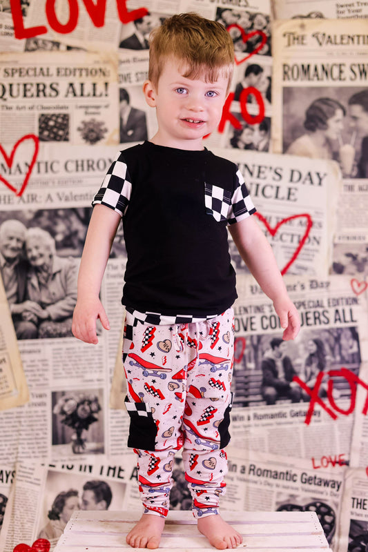 Heart Breaker Kids Cargo Terry Pant Set- Valentines RTS