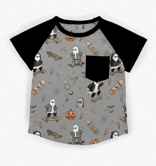Skater Boo Kids Pocket Tee- Halloween 26 Pre-Order