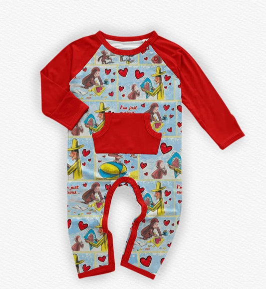 Curious Hearts Adaptive Crescent Zip Romper - Valentines RTS