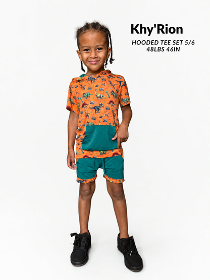 Jurassic Jams Kids Hooded Tee & Short Set- Dino RTS
