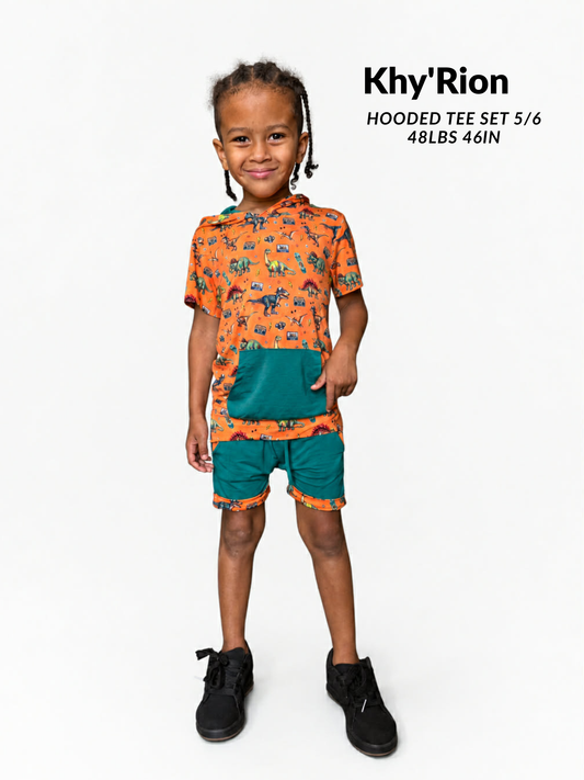 Jurassic Jams Kids Hooded Tee & Short Set- Dino RTS