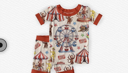 Curious Circus Short Sleeve/Short Pj Set- RTS
