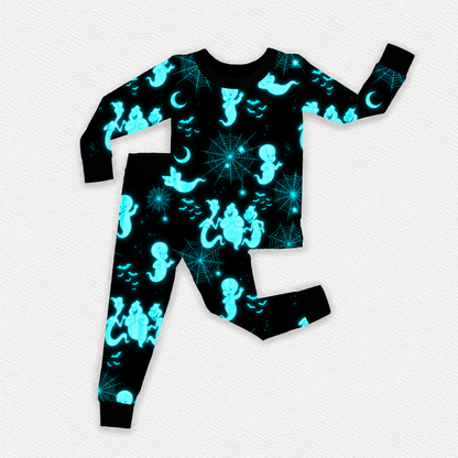 *Glows In The Dark* Friendly Glow Long Sleeve/Pant Pj Set- Ghost Pre-Order