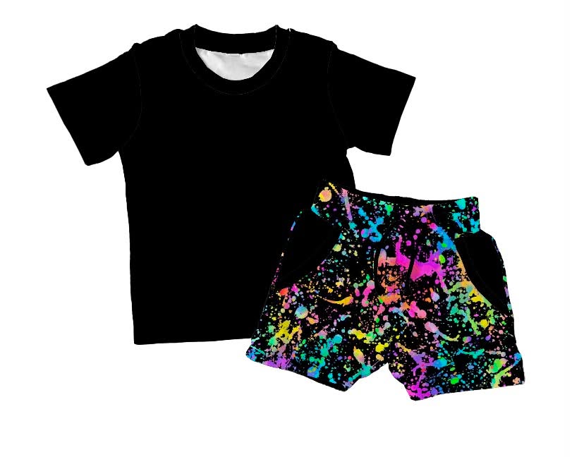 Colorful Chaos Kids Athletic Tee & Short Set- Technicolor Pre-Order