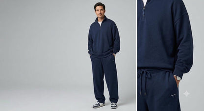 Navy Adult Quarter Zip Jogger Set - Basics Pre-Order