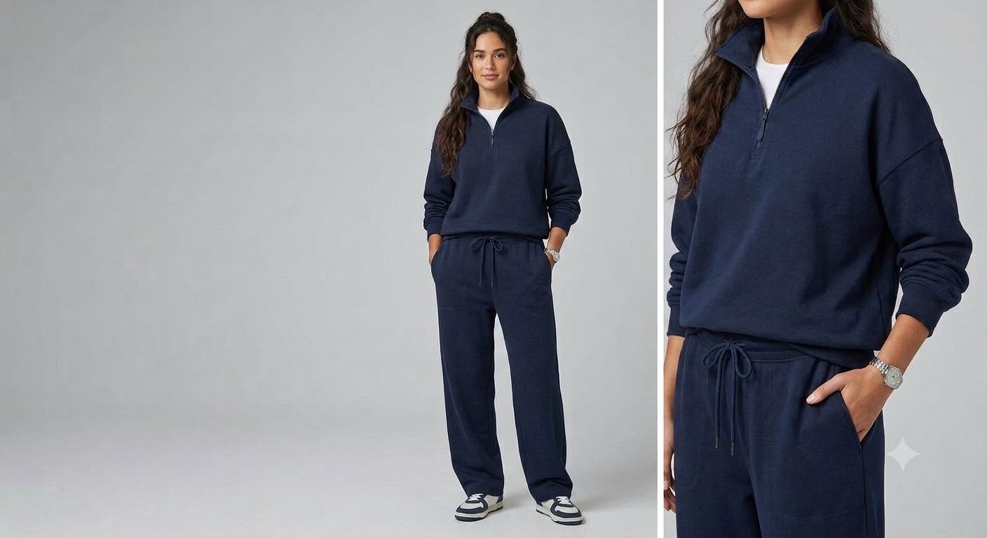 Navy Adult Quarter Zip Jogger Set - Basics Pre-Order