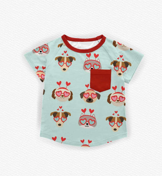 Puppy Love Kids Pocket Tee- Valentines RTS