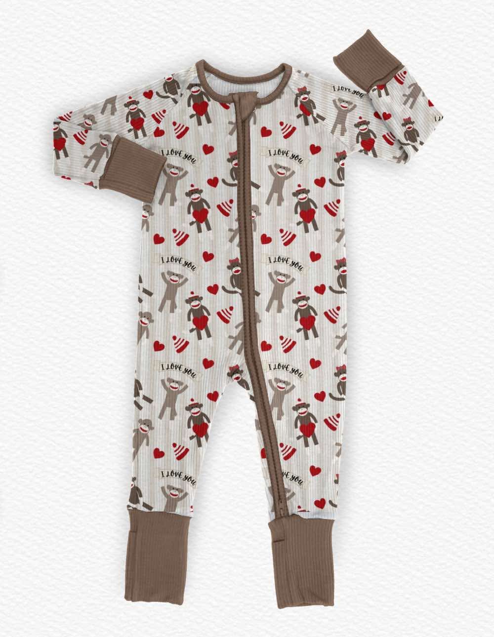 Love Monkey Ribbed Zippy- Valentines RTS