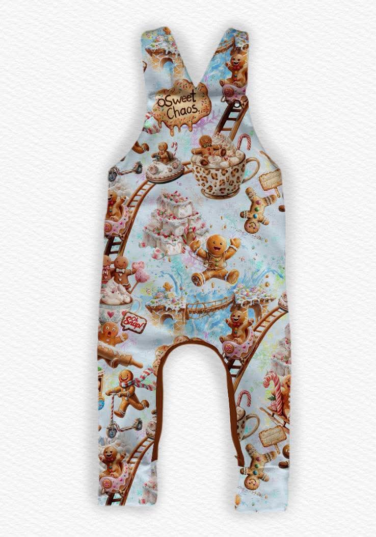 Gingerbread Thrills Kids Overalls- Christmas 26 Pre-Order