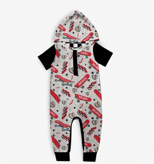 Heart Breaker Hooded Romper- Valentines RTS