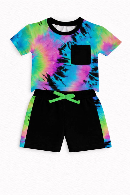 Neon Meltdown Short Sleeve Tee w/ Short Set- Collab RTS