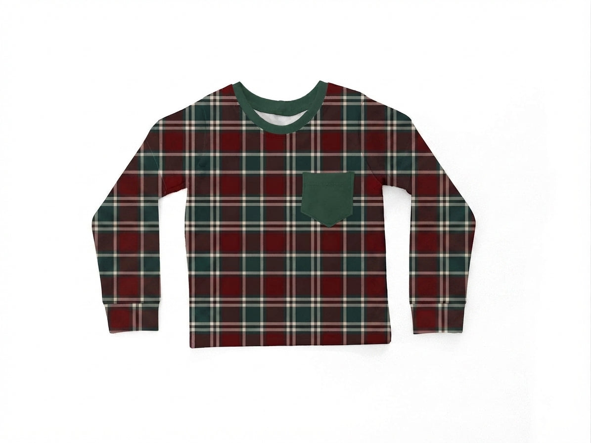 Cashmere Pine Long Sleeve Pocket Tee- Holly Jolly Pre-Order