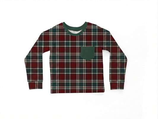 Cashmere Pine Long Sleeve Pocket Tee- Holly Jolly Pre-Order