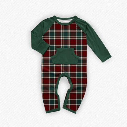 Cashmere Pine Peek a Boo Adaptive Romper- Holly Jolly Pre-Order