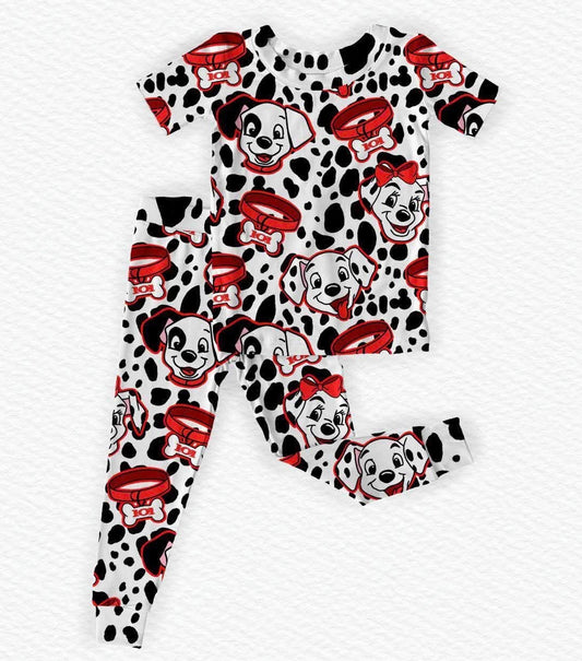 Crimson Spots Short Sleeve/Pant Pj Set- LF Dog RTS