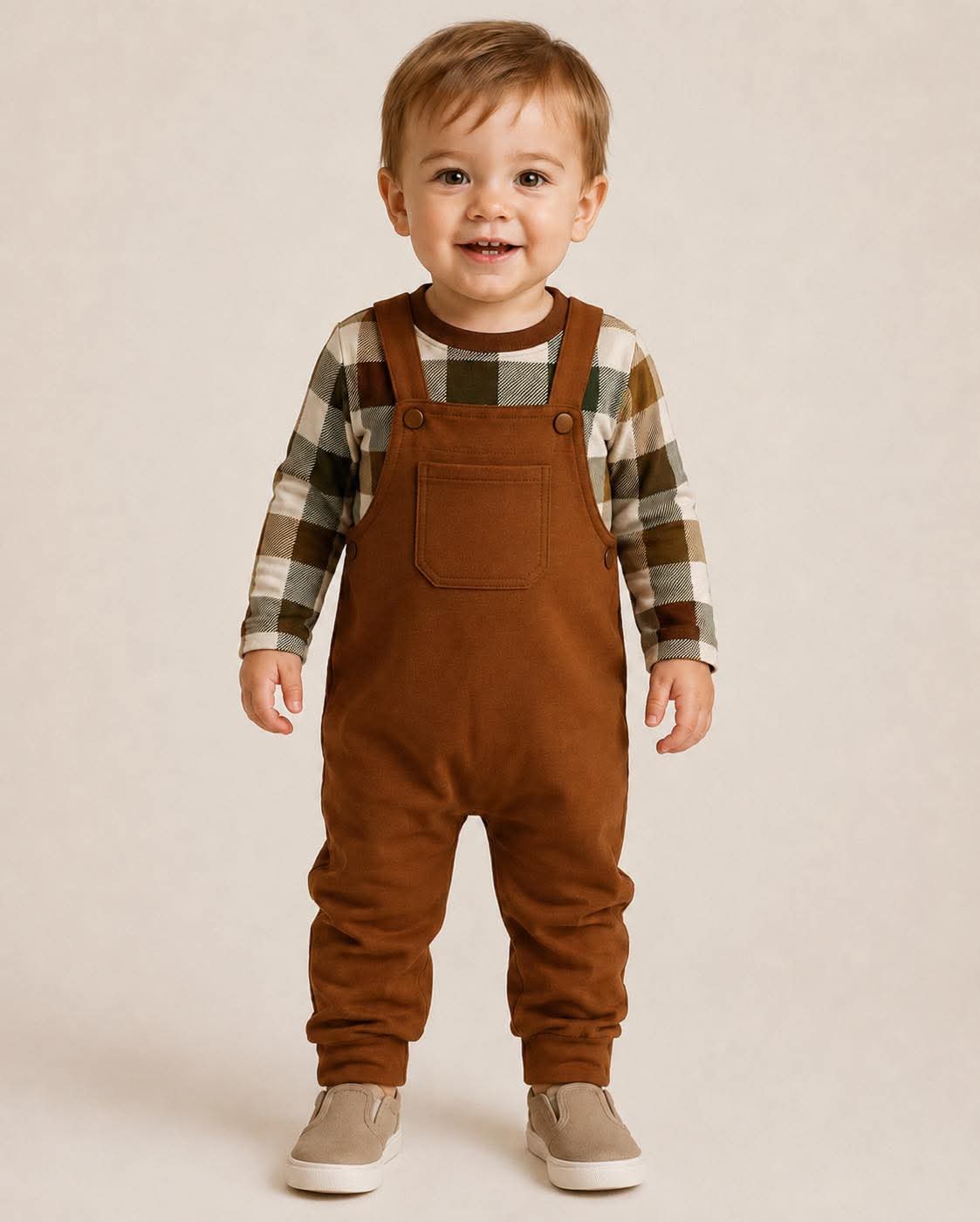 Spiced Pecan Solid Brown Kids Overalls ONLY- Give Thanks Pre-Order