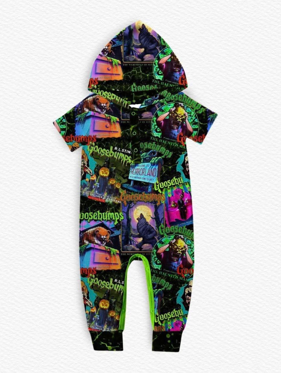 Tales of Terror Short Sleeve Hooded Romper- LF Halloween Pre-Sale