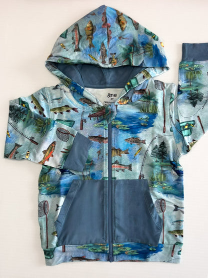 Here Fishy Fishy Kids Hooded Zip Up- RTS