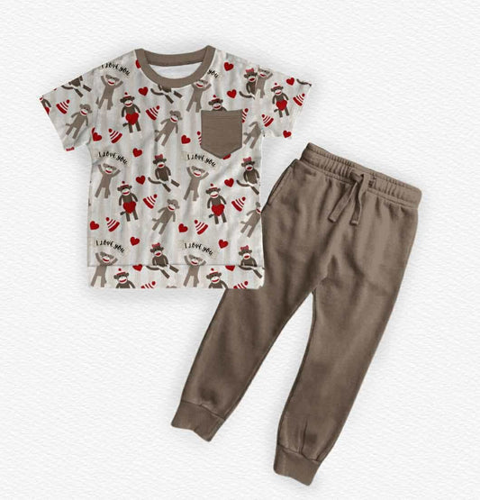 Love Monkey Kids Jogger Set- Valentines RTS