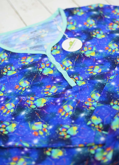 Polar Paws Women's Long Sleeve Button Down Tee with Lounge Pants Pj Set- RTS