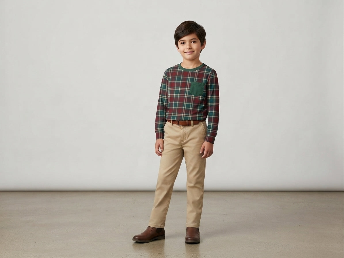 Cashmere Pine Long Sleeve Pocket Tee- Holly Jolly Pre-Order