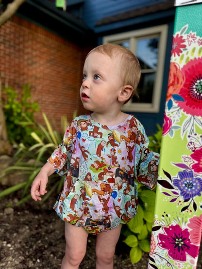 Spring Monkey Bubble Romper