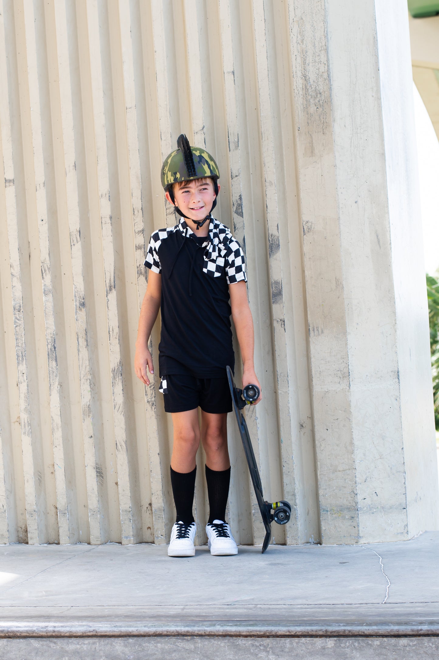 Rebel Grid Kids Hooded Tee & Cargo Short Set- Tiny Rebel RTS