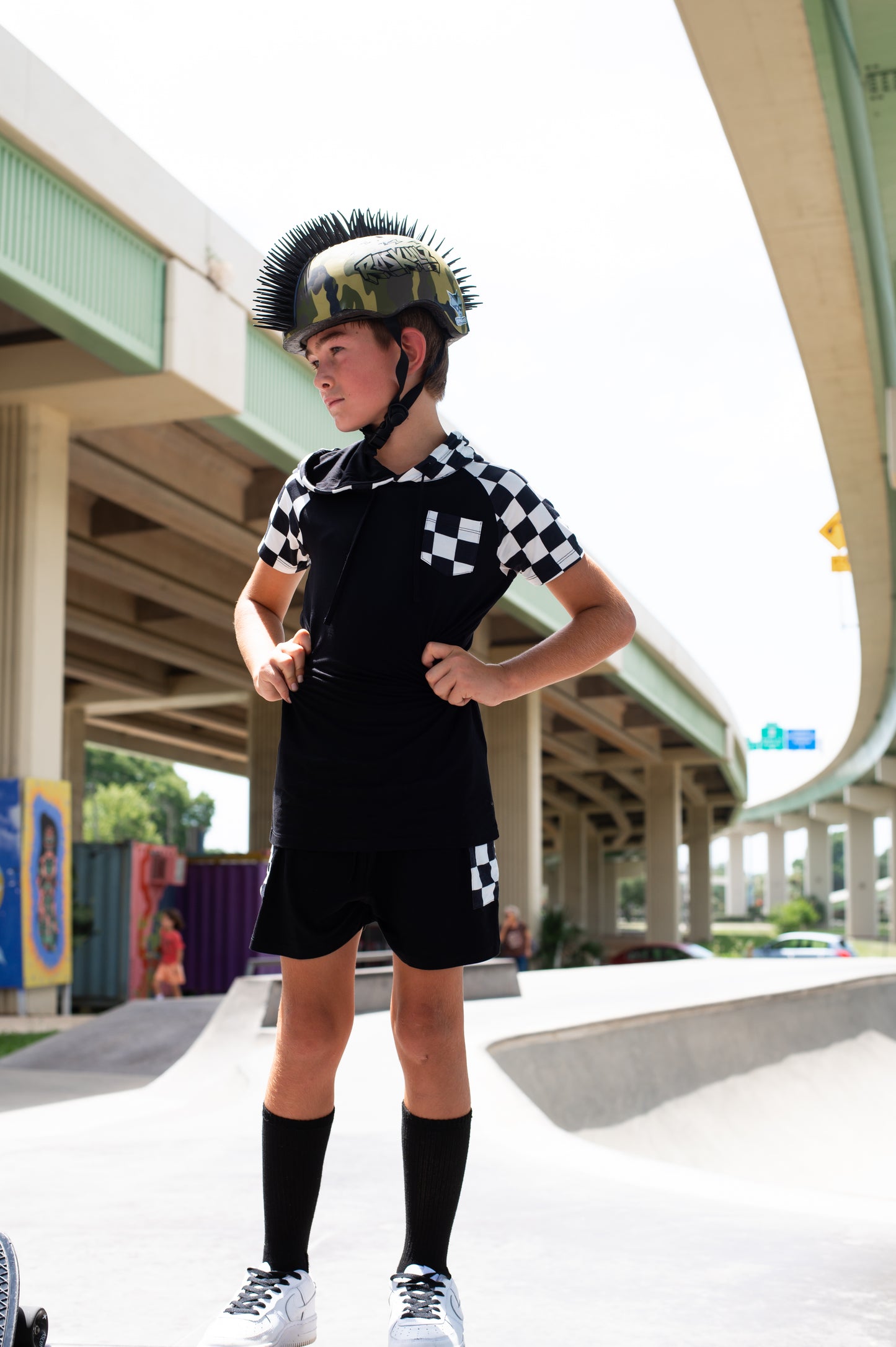 Rebel Grid Kids Hooded Tee & Cargo Short Set- Tiny Rebel RTS
