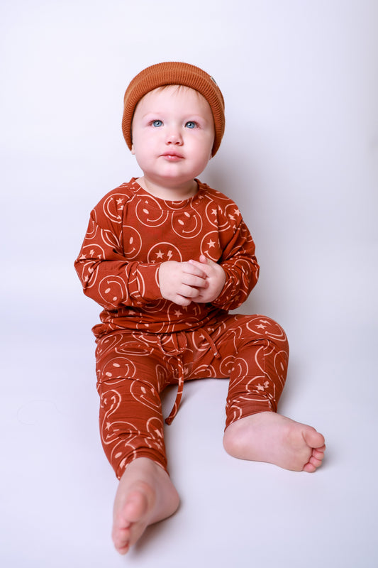 Smiley Kids Oversized Crewneck w/ Jogger Set- Autumn RTS