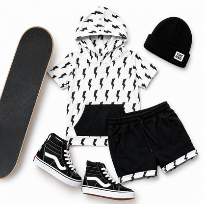 High Voltage Kids Hooded Tee & Short Set- Tiny Rebel RTS