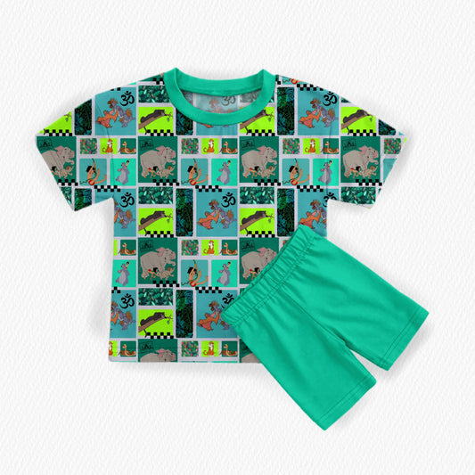 Man Cub Kids Tee Boxy Tee & Biker Short Set- Patchwork Pre-Order