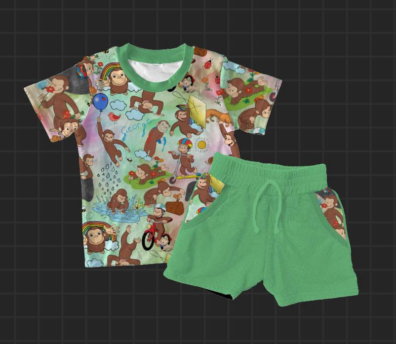 Spring Monkey Tee and Shorts Set- RTS