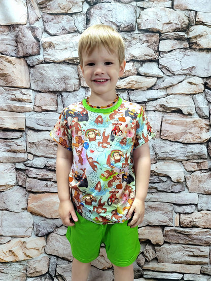 Spring Monkey Tee and Shorts Set- RTS