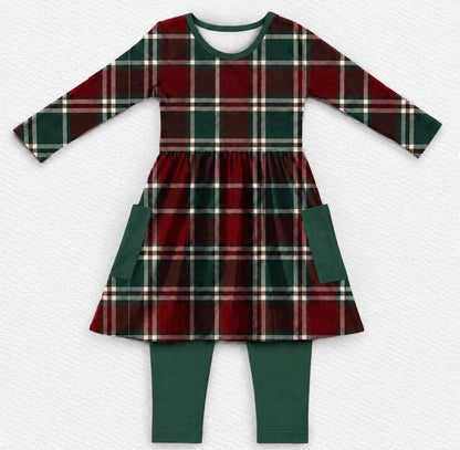 Cashmere Pine Long Sleeve Twirl w/ Leggings- Holly Jolly Pre-Order