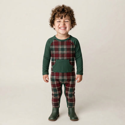 Cashmere Pine Peek a Boo Adaptive Romper- Holly Jolly Pre-Order