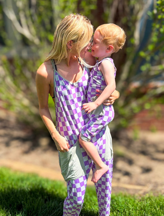 Berry Royal Checks Women’s Romper- Snacks RTS