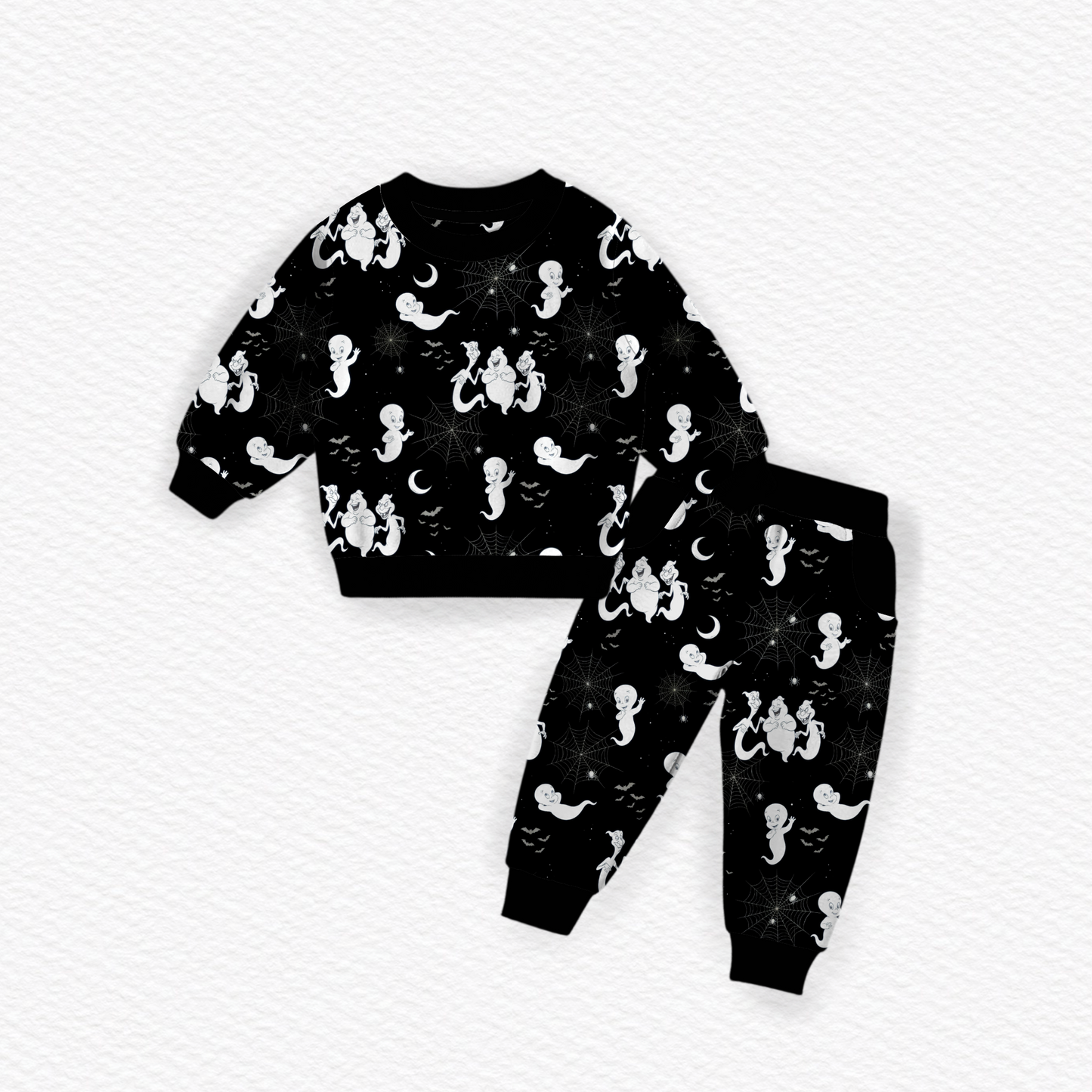 *Glows In The Dark* Friendly Glow Kid’s Crewneck w/ Jogger Set- Ghost Pre-Order
