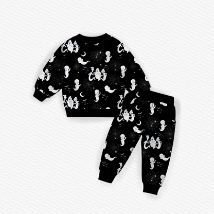 *Glows In The Dark* Friendly Glow Kid’s Crewneck w/ Jogger Set- Ghost Pre-Order